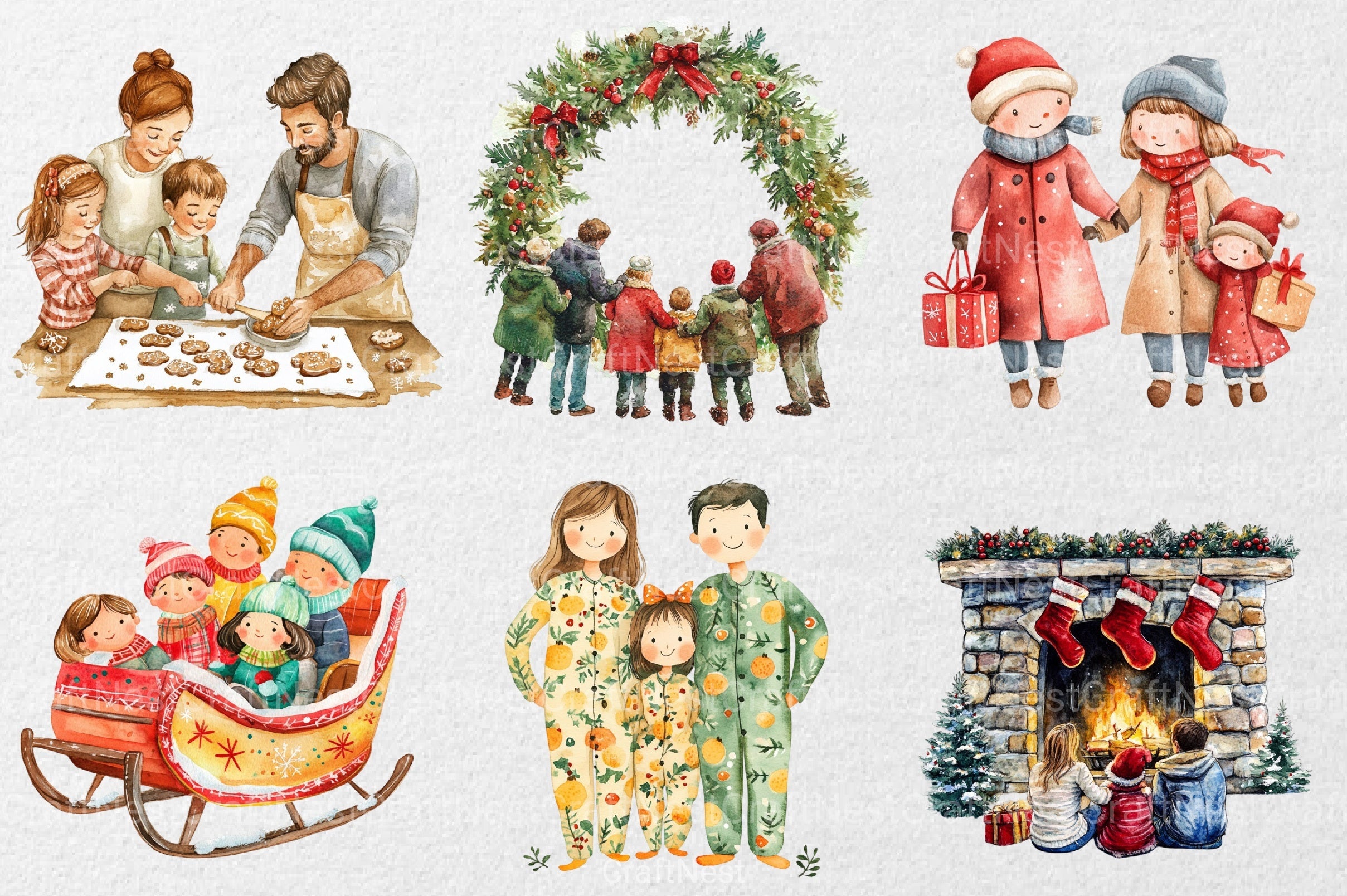 Christmas Family Clipart Bundle 3 - CraftNest - Digital Crafting and Art