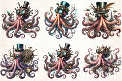 Steampunk Octopus Clipart Bundle - CraftNest - Digital Crafting and Art