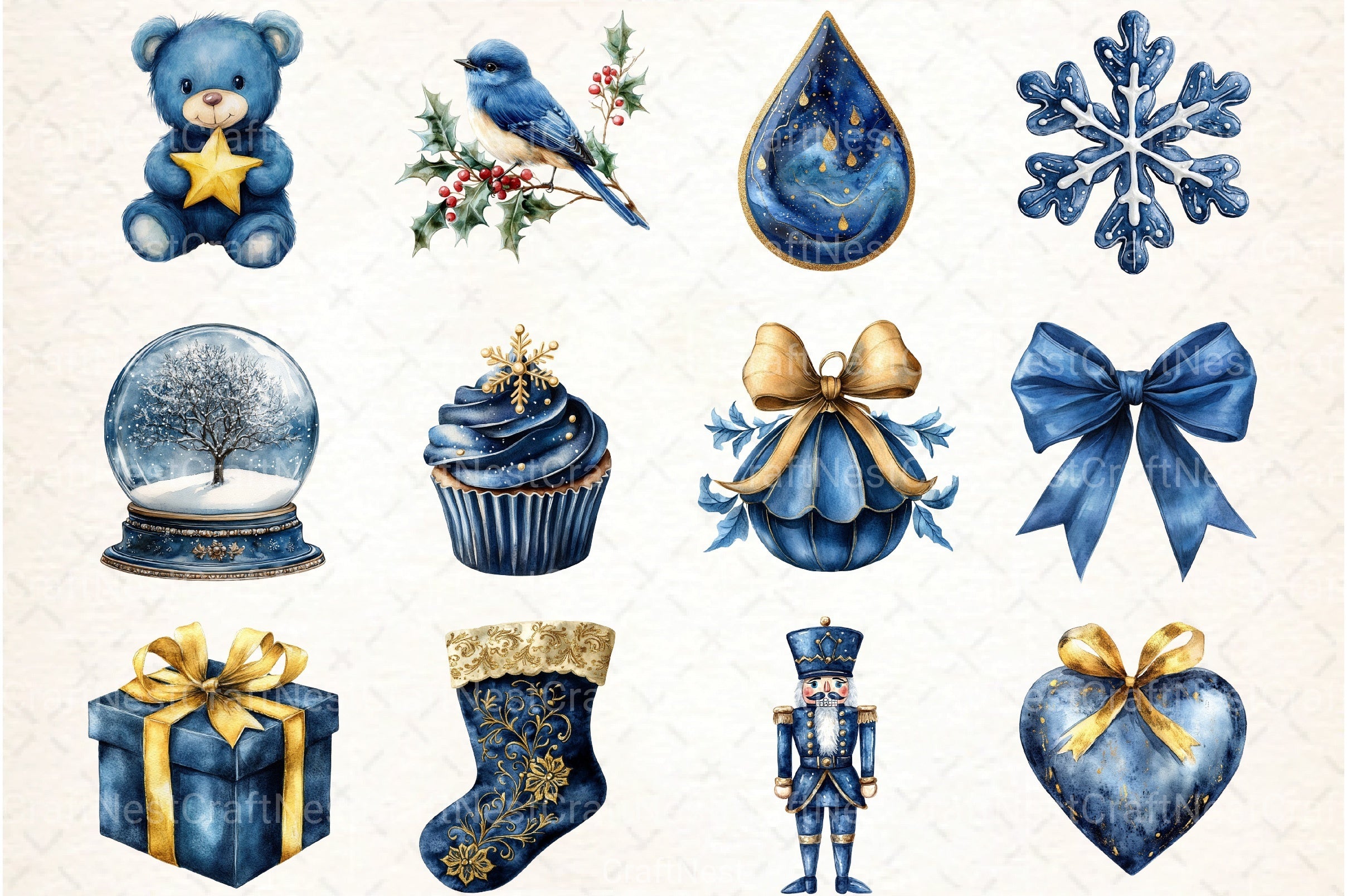 Navy Blue Christmas Clipart Bundle - CraftNest - Digital Crafting and Art