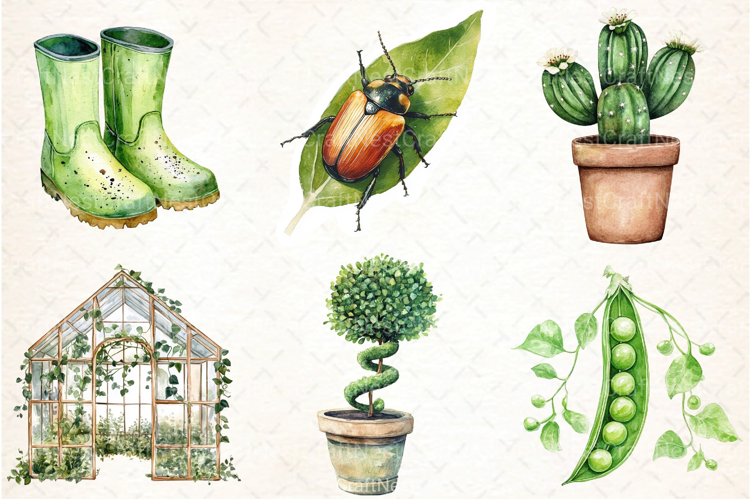 Green Garden Clipart Bundle - CraftNest - Digital Crafting and Art