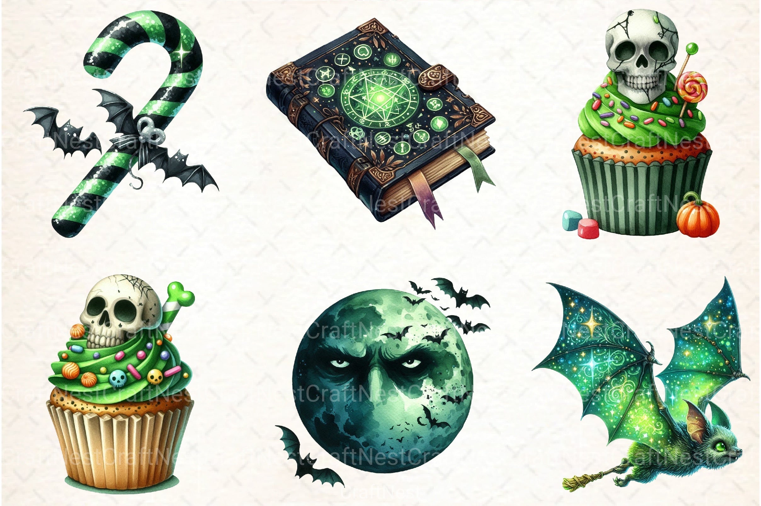 Green Halloween Clipart Bundle 5 - CraftNest - Digital Crafting and Art