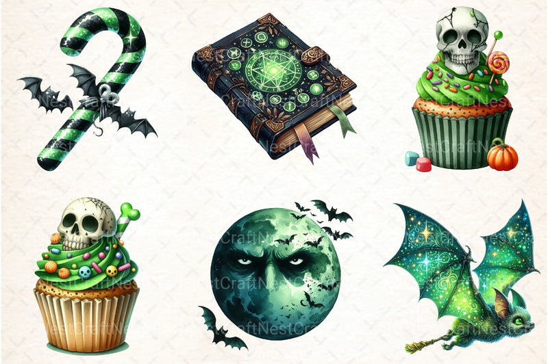 Green Halloween Clipart Bundle 5 - CraftNest - Digital Crafting and Art