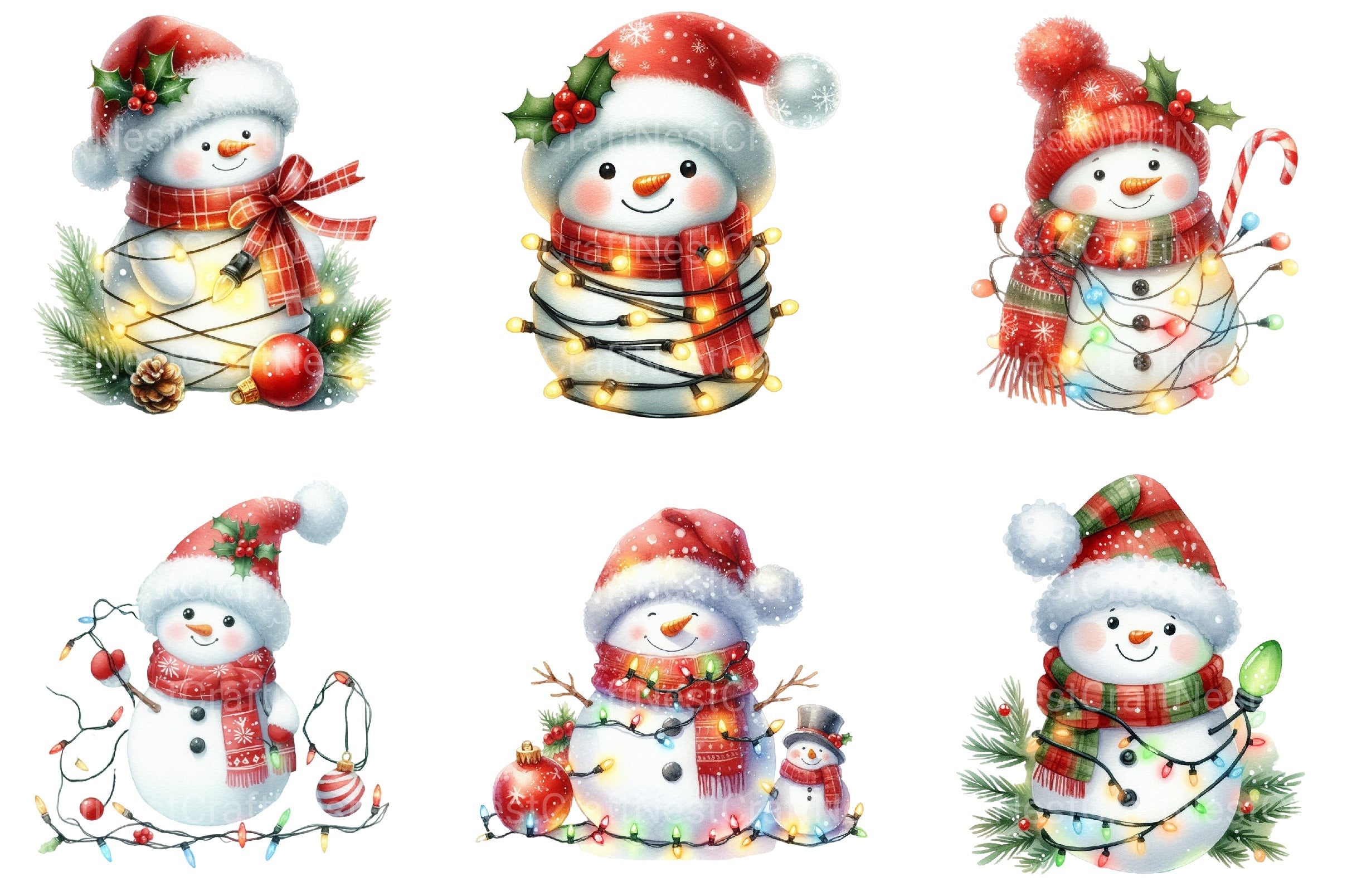 Christmas Cute Snowman Clipart Bundle 99 - CraftNest - Digital Crafting and Art