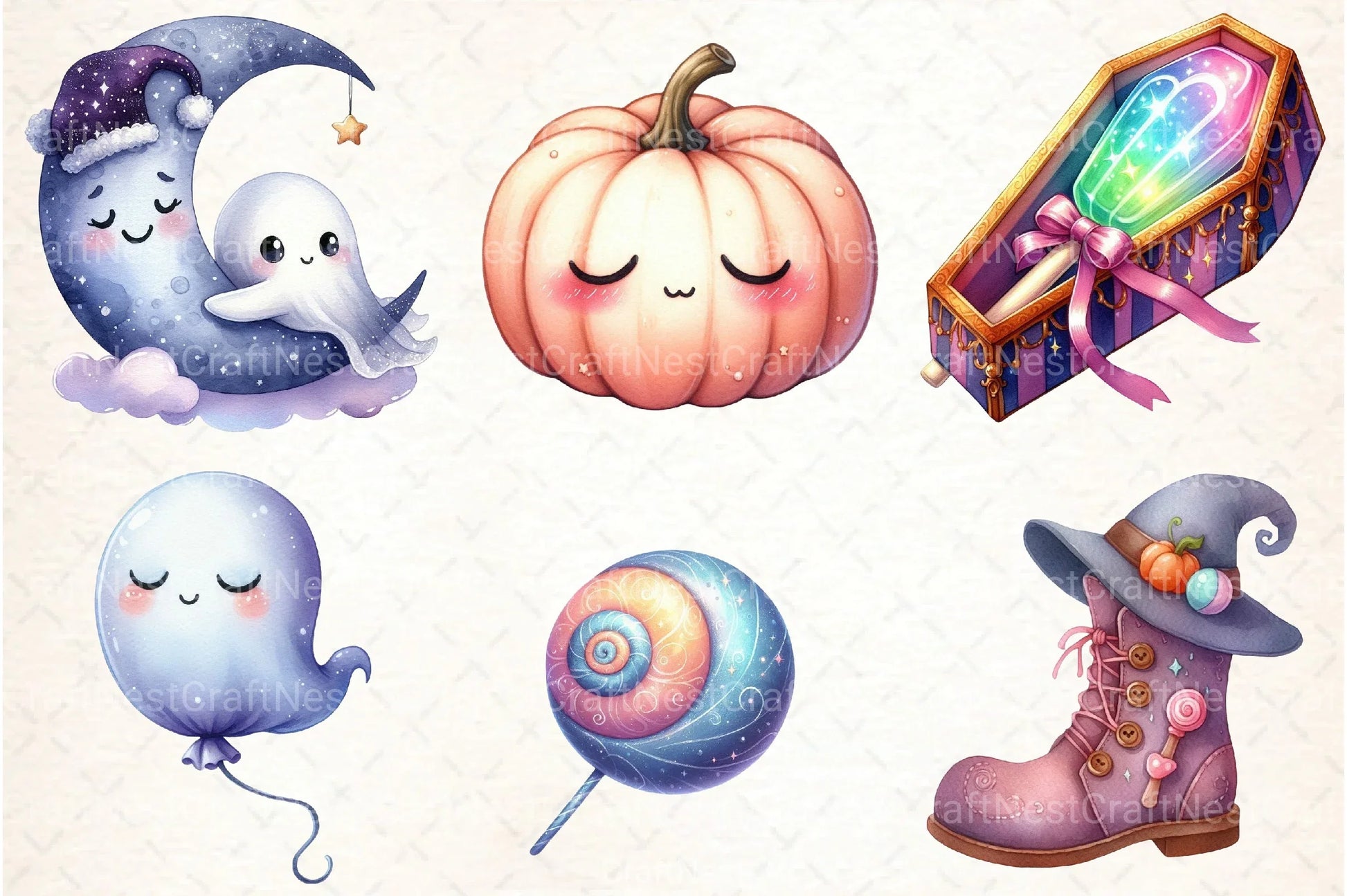 Dreamy Cute Halloween Clipart Bundle 1 - CraftNest - Digital Crafting and Art