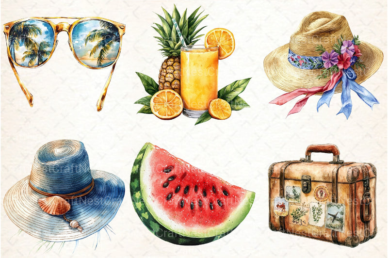 Summer Vacation Clipart Bundle - CraftNest - Digital Crafting and Art