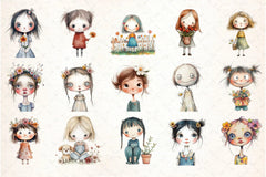 Flower Girls Clipart Bundle - CraftNest - Digital Crafting and Art
