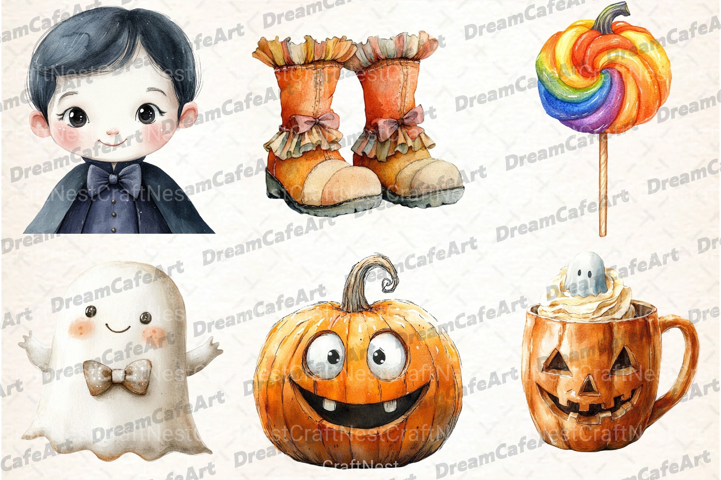 Hand Drawn Cute Halloween Clipart Bundle - CraftNest - Digital Crafting and Art