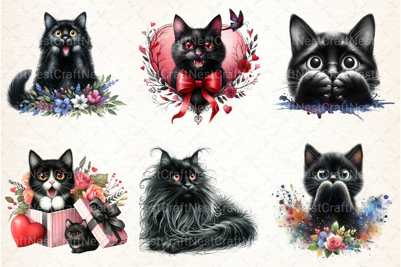 Black Cat Clipart Bundle 99 - CraftNest - Digital Crafting and Art