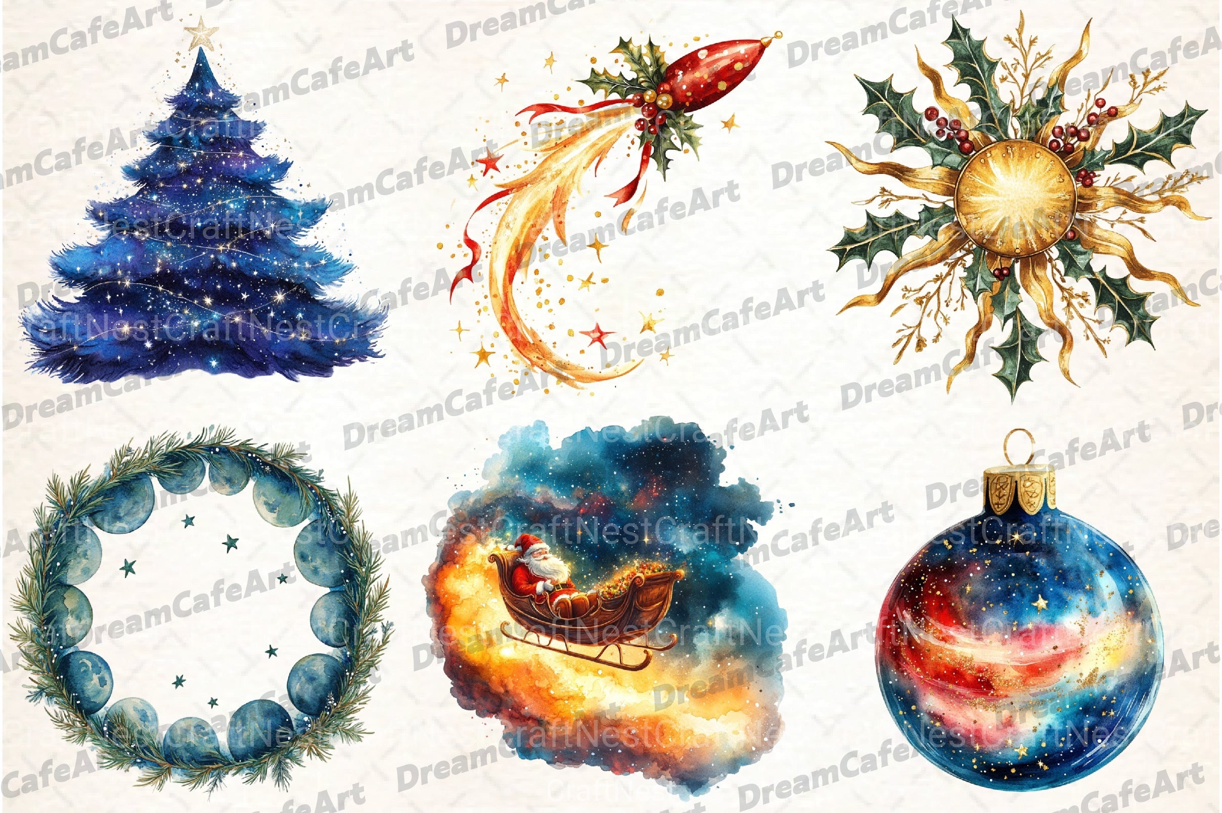 Celestial Christmas Clipart Bundle1 - CraftNest - Digital Crafting and Art