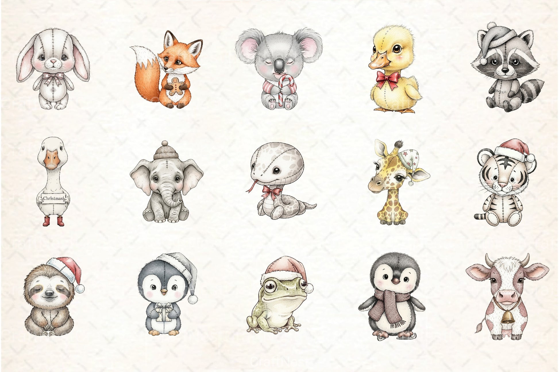 Christmas Animal Clipart Bundle 1 - CraftNest - Digital Crafting and Art