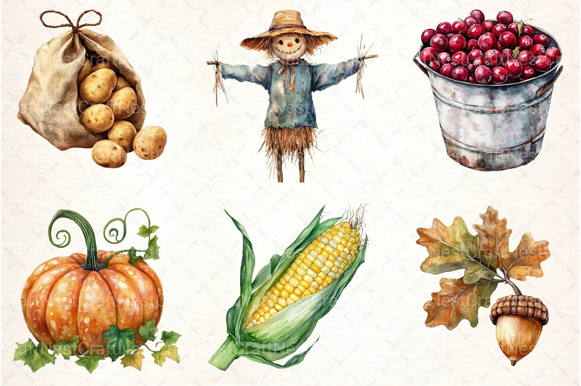 Harvest Blessings Thanksgiving Clipart Bundle - CraftNest - Digital Crafting and Art