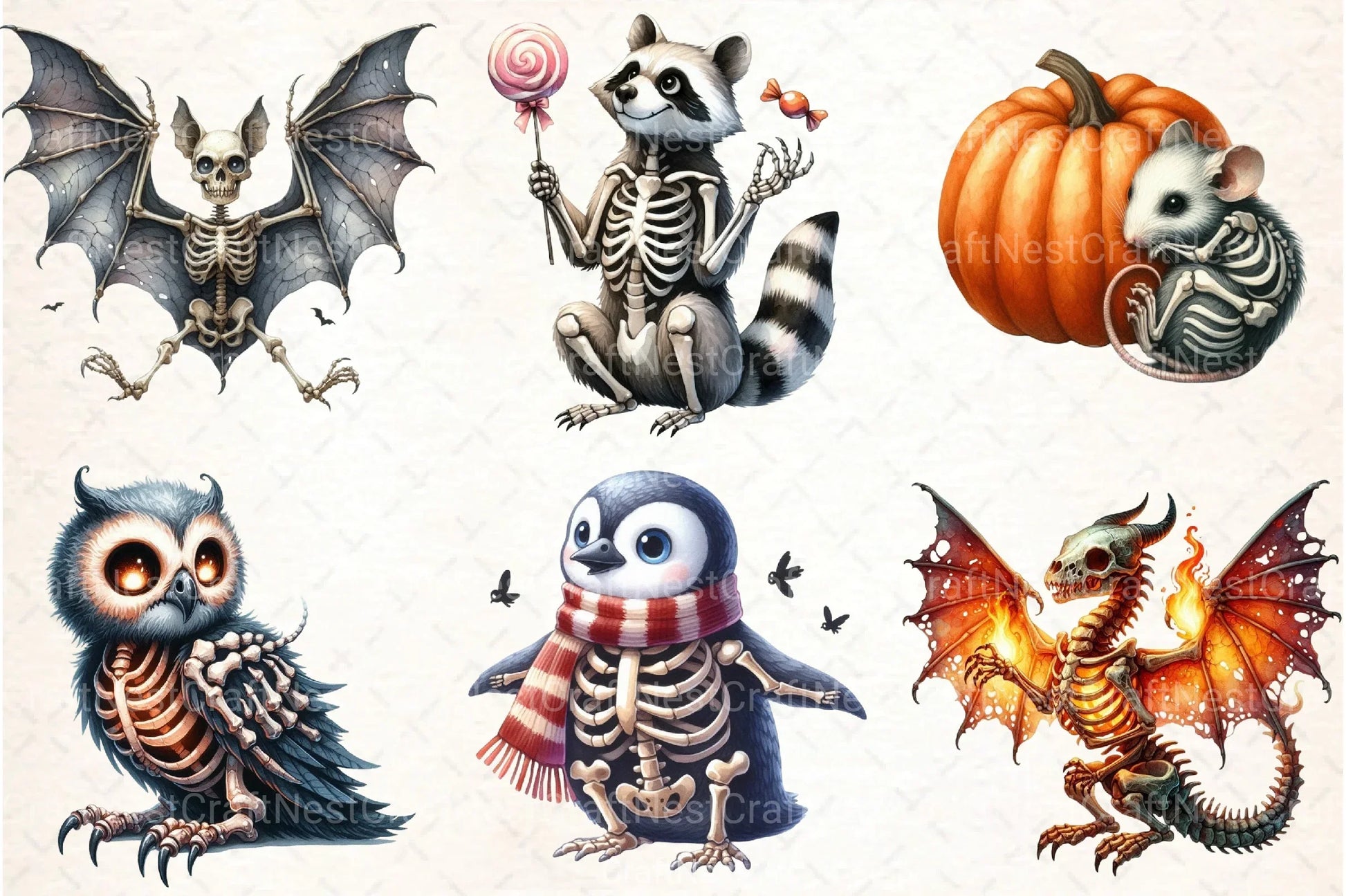 Halloween Skeleton Animals Clipart Bundle - CraftNest - Digital Crafting and Art