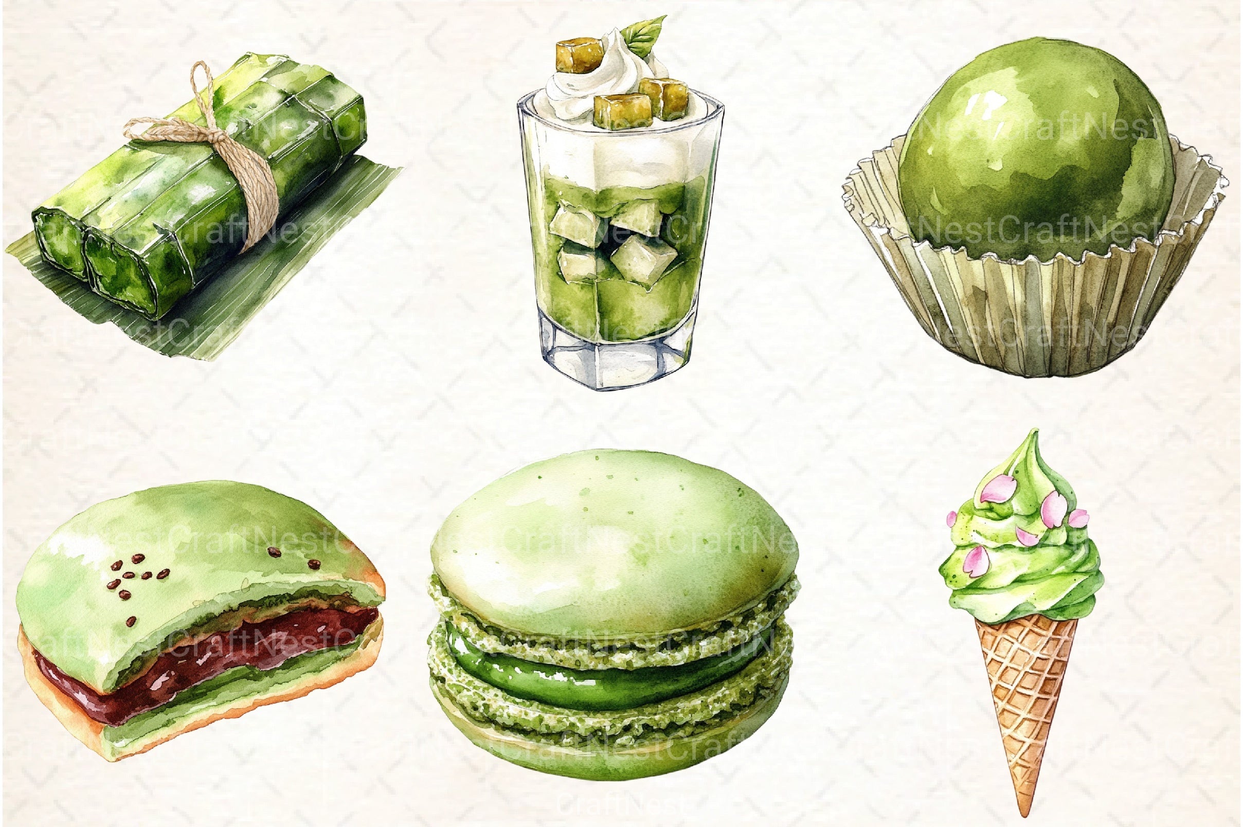 Japanese Desserts Matcha Clipart Bundle - CraftNest - Digital Crafting and Art