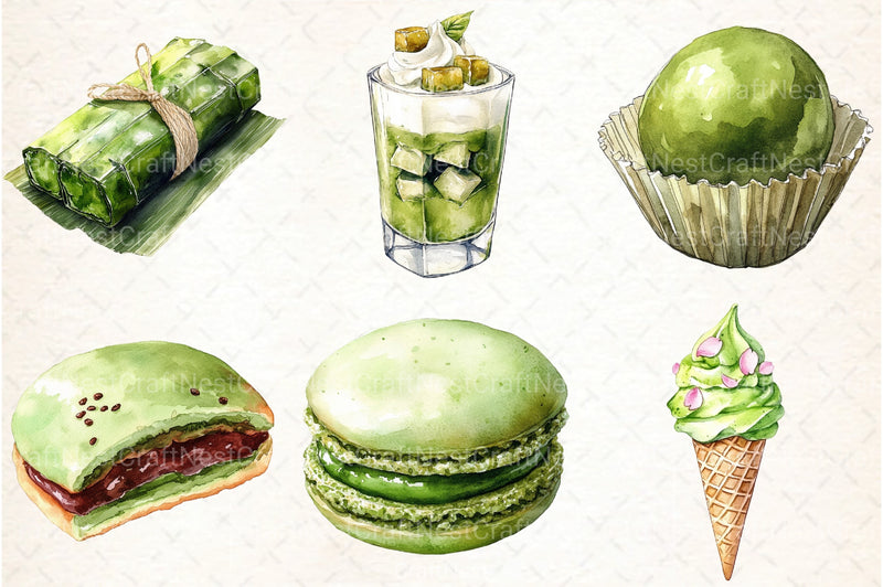 Japanese Desserts Matcha Clipart Bundle - CraftNest - Digital Crafting and Art