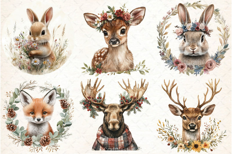 Woodland Portraits Clipart Bundle - CraftNest - Digital Crafting and Art