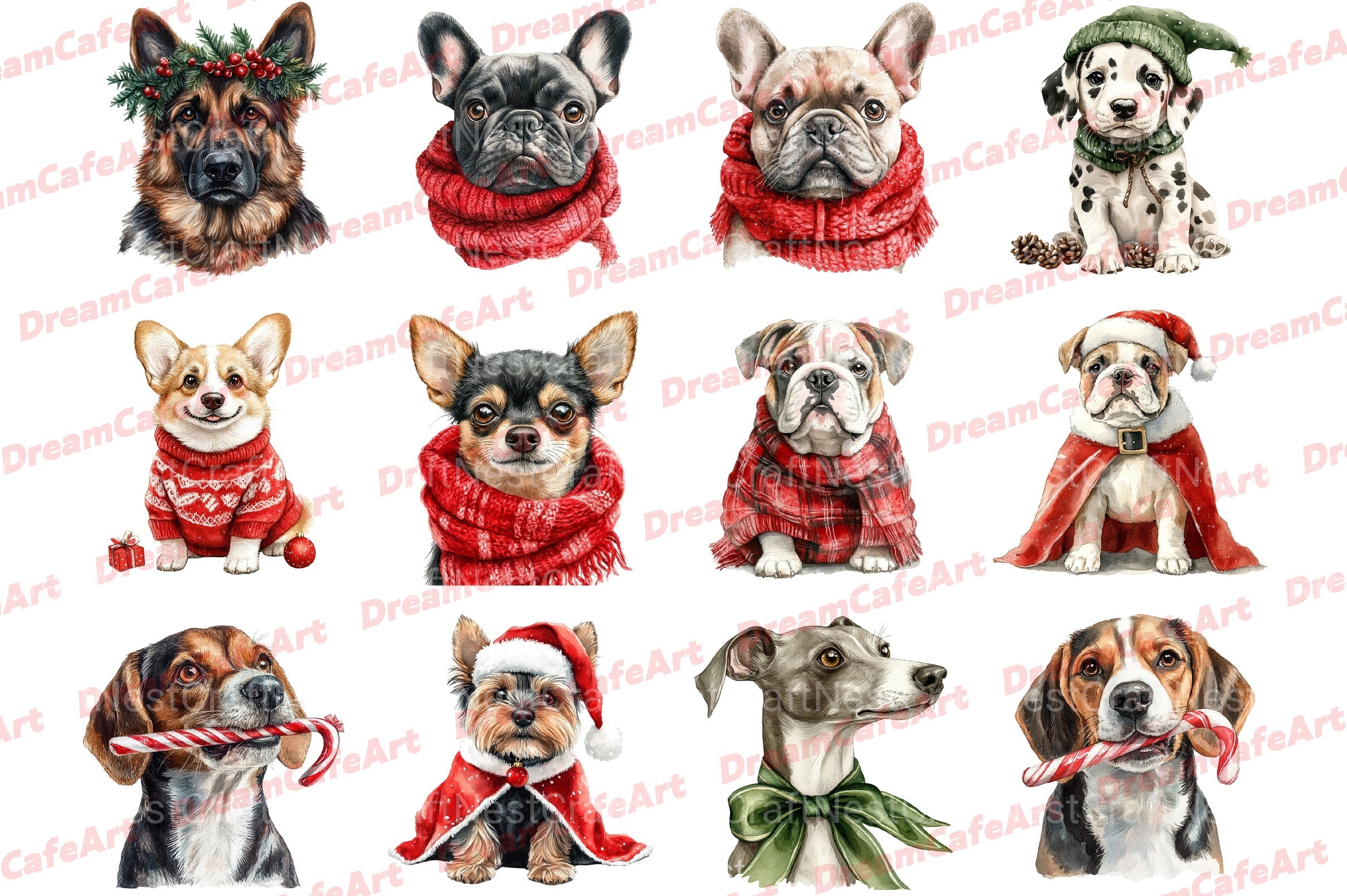 Quirky Christmas Dogs Clipart Bundle - CraftNest - Digital Crafting and Art