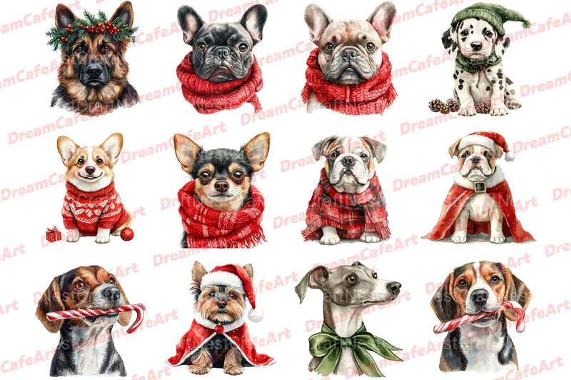 Quirky Christmas Dogs Clipart Bundle - CraftNest - Digital Crafting and Art