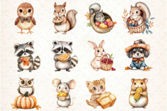 Cute Kawaii Thanksgiving Animals Clipart Bundle - CraftNest - Digital Crafting and Art