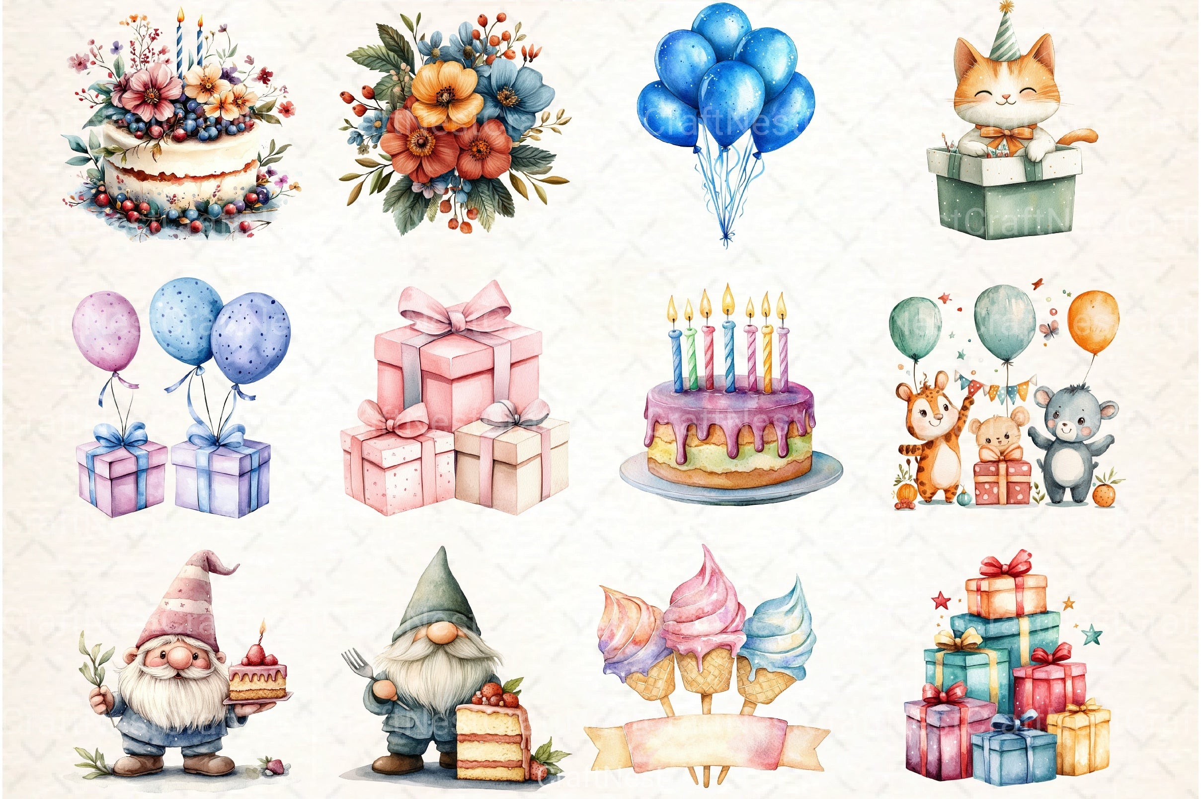 Birthday Clipart Bundle for Creative Designs - CraftNest - Digital Crafting and Art