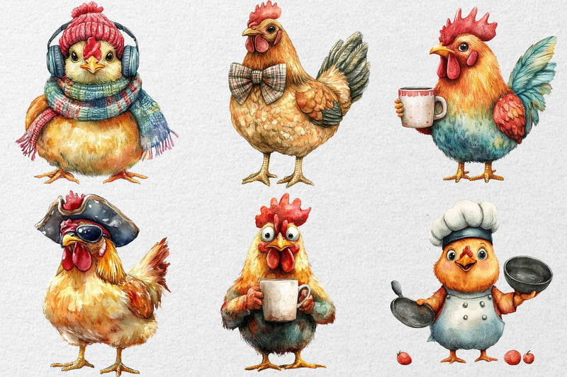 Funny Chicken Clipart Bundle - CraftNest - Digital Crafting and Art