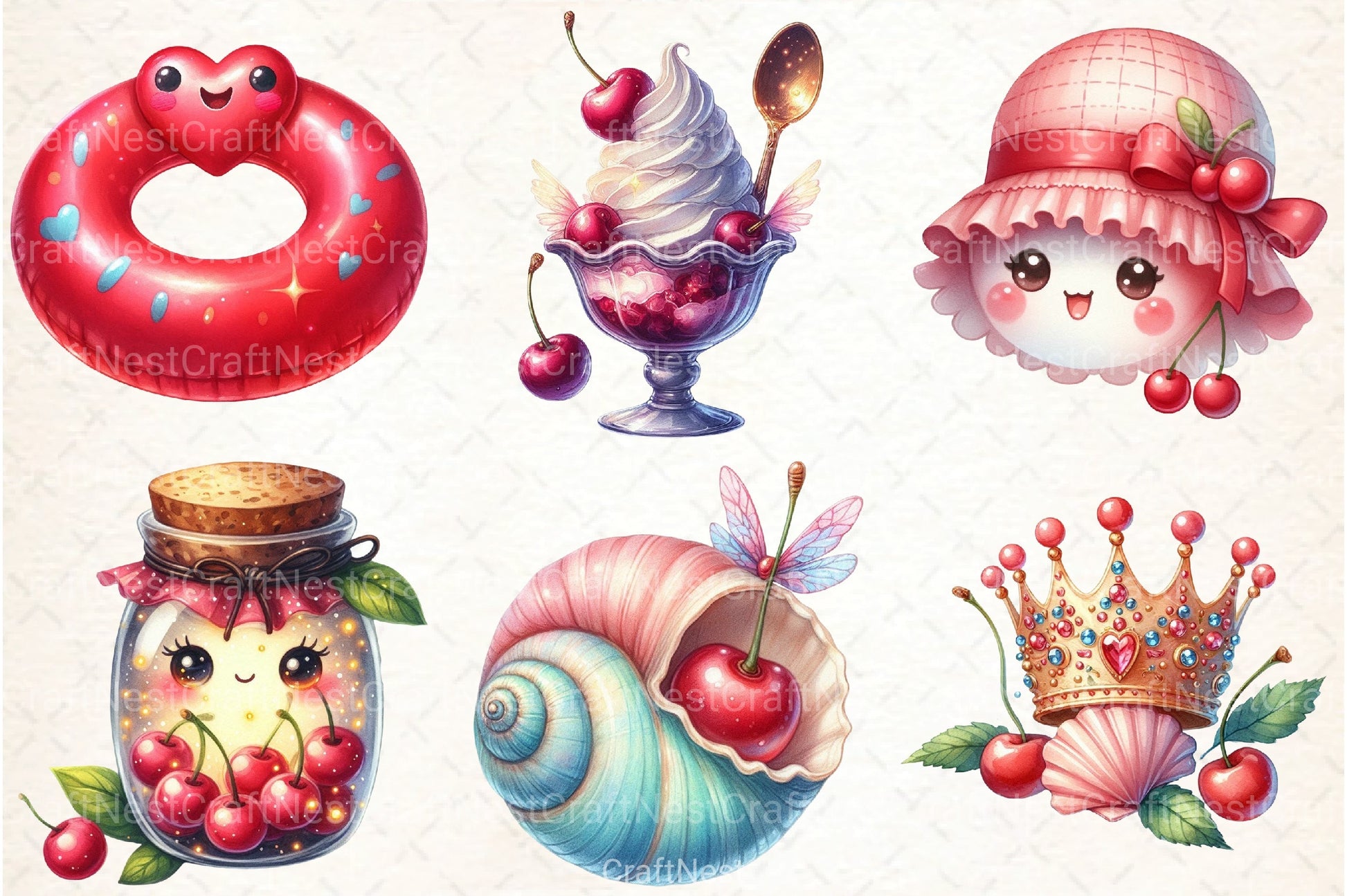 Cherry Red Magical Summer Clipart Bundle 1 - CraftNest - Digital Crafting and Art