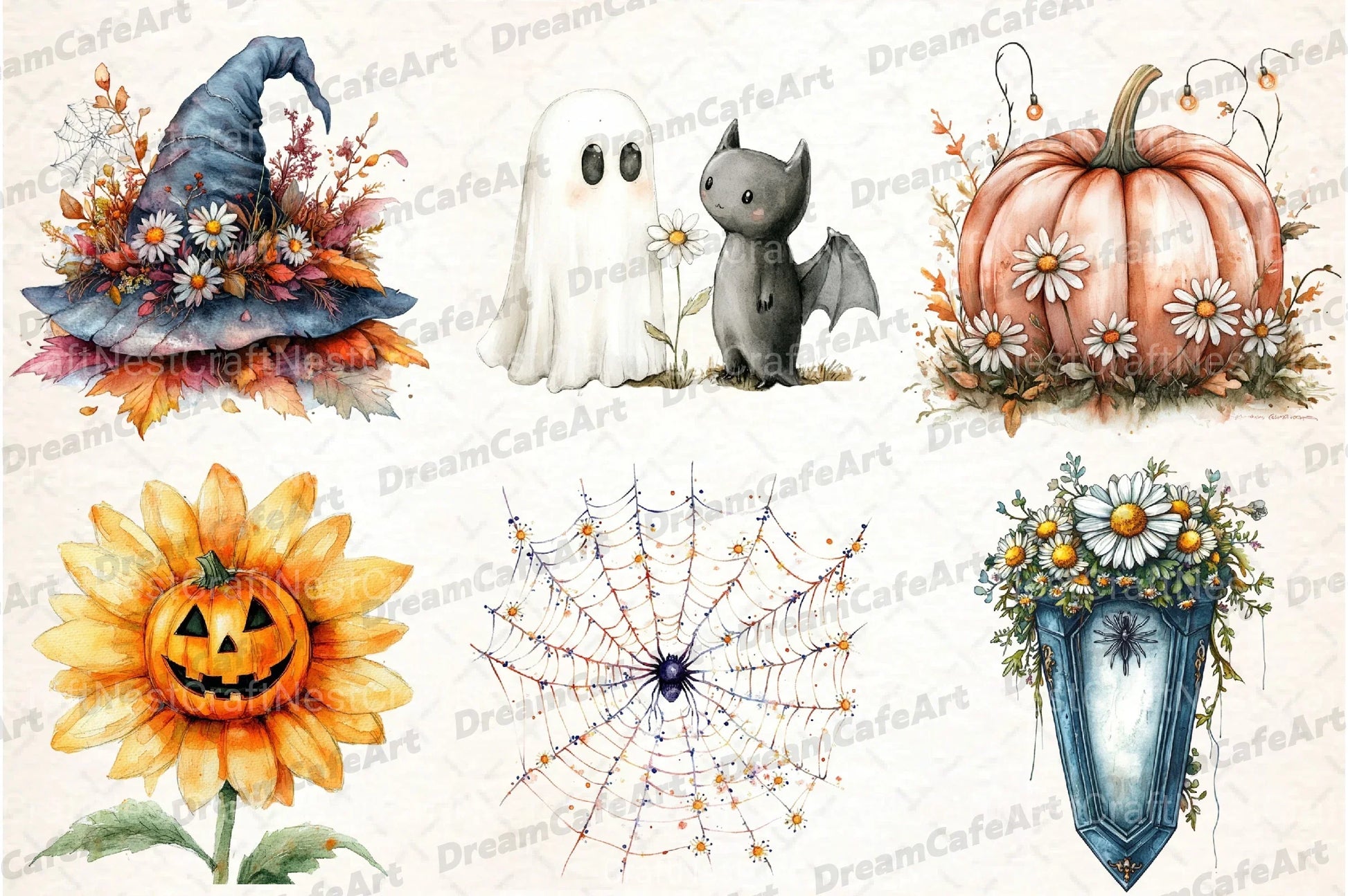 Daisy Flower & Halloween Clipart Bundle 177 - CraftNest - Digital Crafting and Art