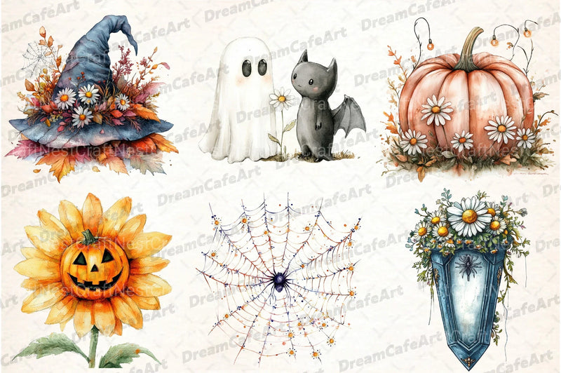 Daisy Flower & Halloween Clipart Bundle 177 - CraftNest - Digital Crafting and Art