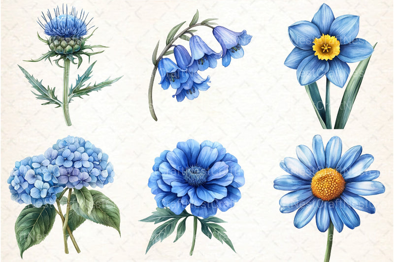 Blue Flowers Clipart Bundle - CraftNest - Digital Crafting and Art