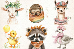 Boho Baby Animals Clipart Bundle - CraftNest - Digital Crafting and Art