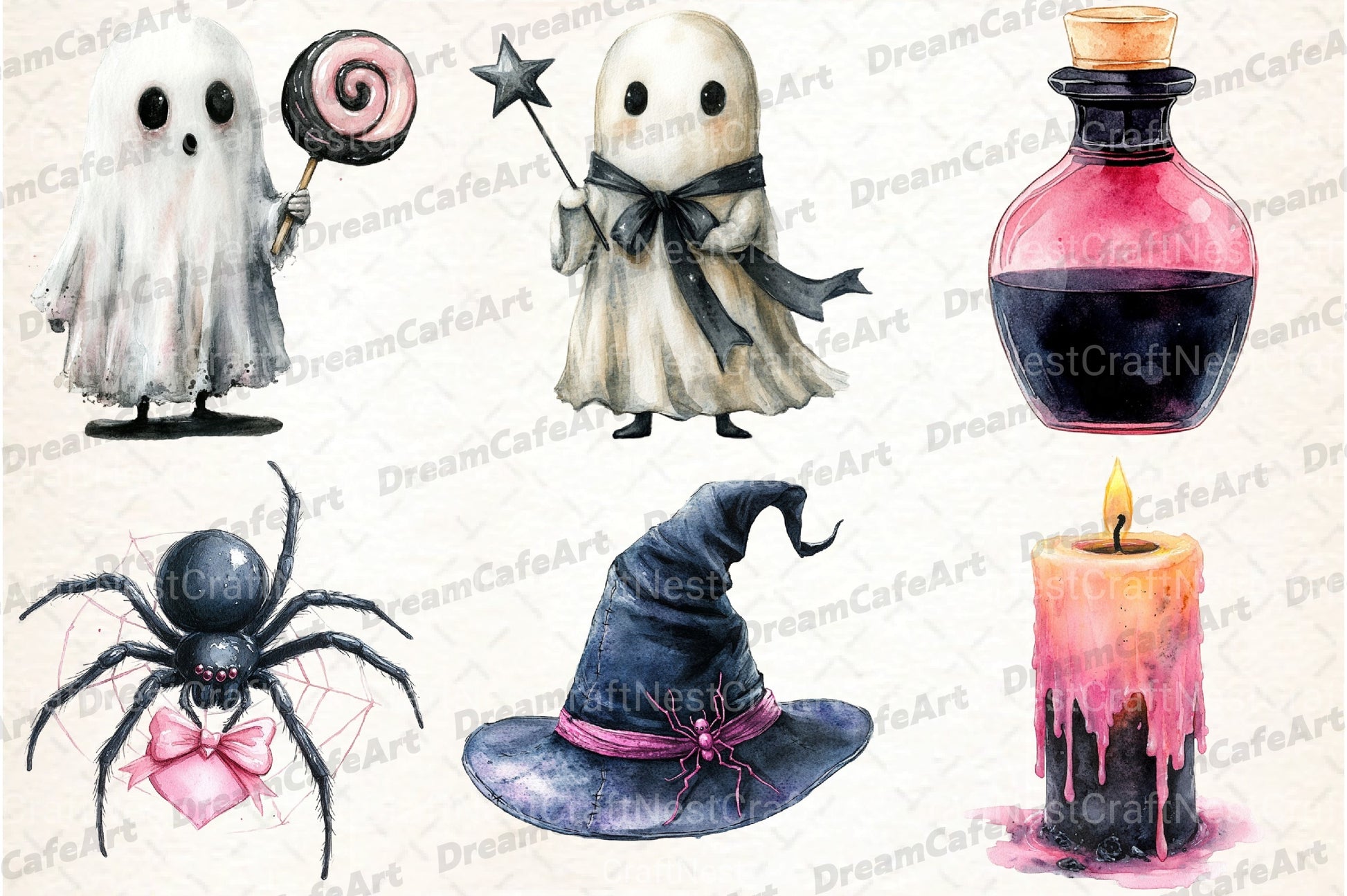 Black Pink Halloween Clipart Bundle - CraftNest - Digital Crafting and Art