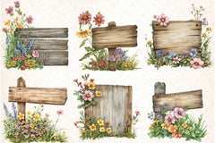 Wooden Garden Sign Clipart Bundle - CraftNest - Digital Crafting and Art
