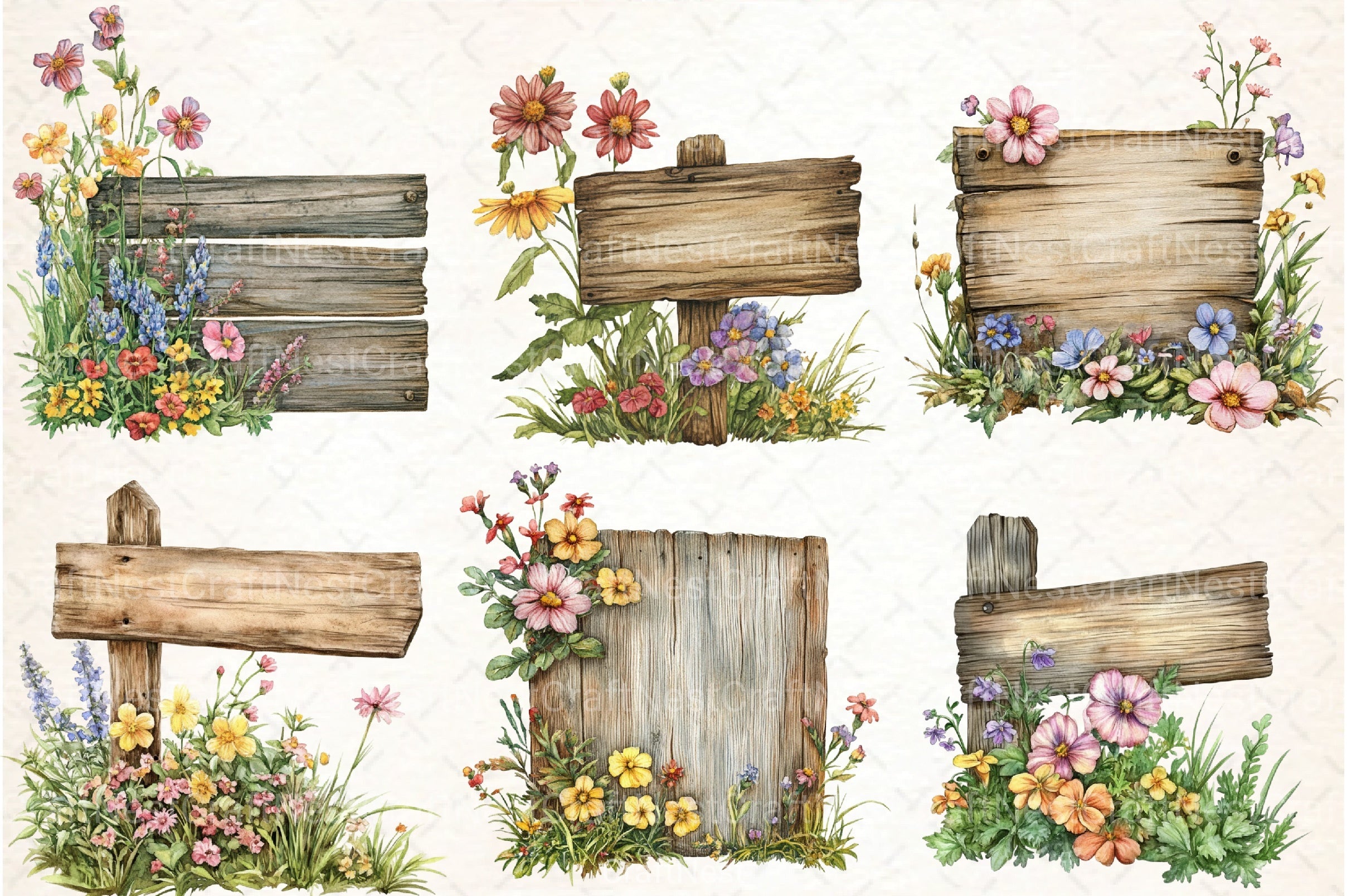 Wooden Garden Sign Clipart Bundle - CraftNest - Digital Crafting and Art