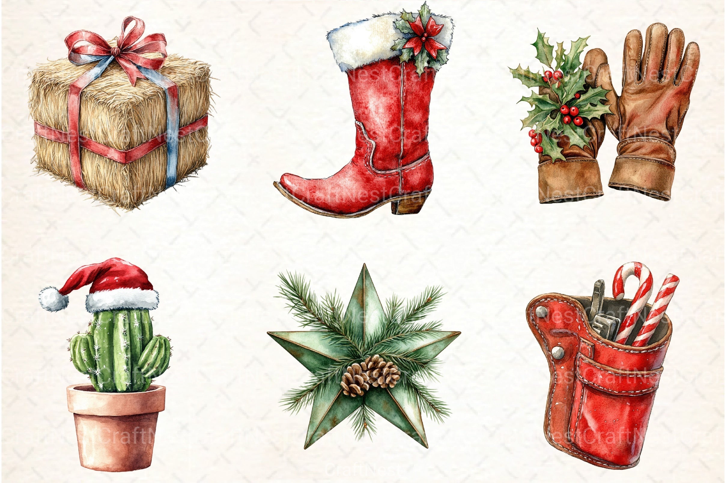 Western Cowboy Christmas Clipart Bundle 8 - CraftNest - Digital Crafting and Art