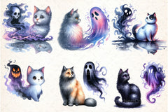 Halloween Cat & Ghost Clipart Bundle 78 - CraftNest - Digital Crafting and Art