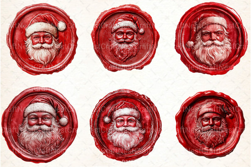 Seal Wax Christmas Santa Stamp Clipart Bundle - CraftNest - Digital Crafting and Art