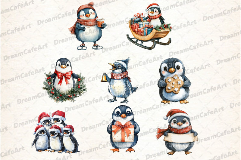 Winter Penguin Christmas Clipart Bundle 4 - CraftNest - Digital Crafting and Art
