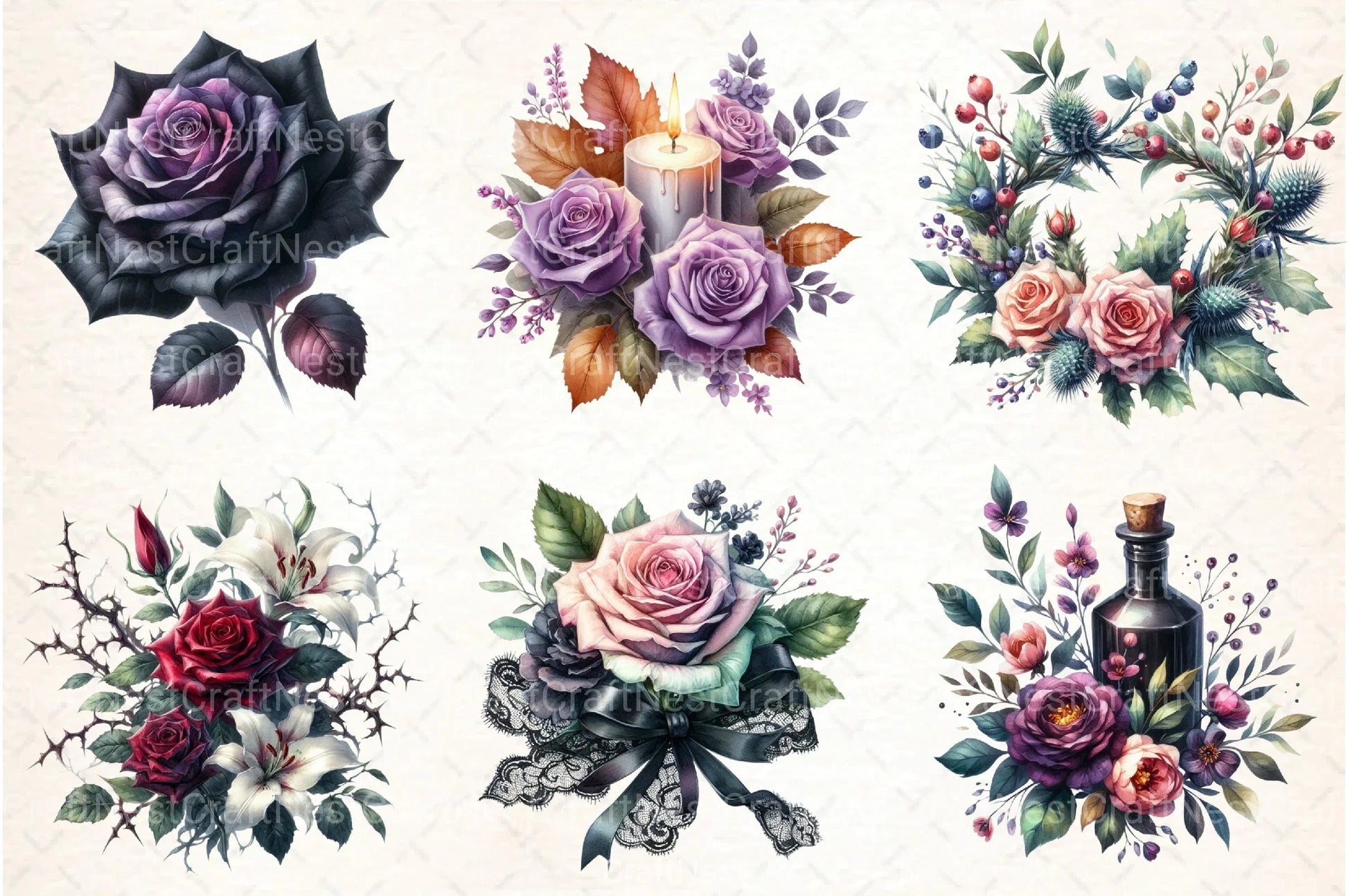 Halloween Flowers Clipart Bundle 4 - CraftNest - Digital Crafting and Art