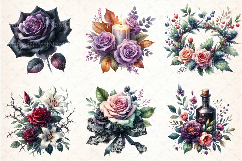 Halloween Flowers Clipart Bundle 4 - CraftNest - Digital Crafting and Art