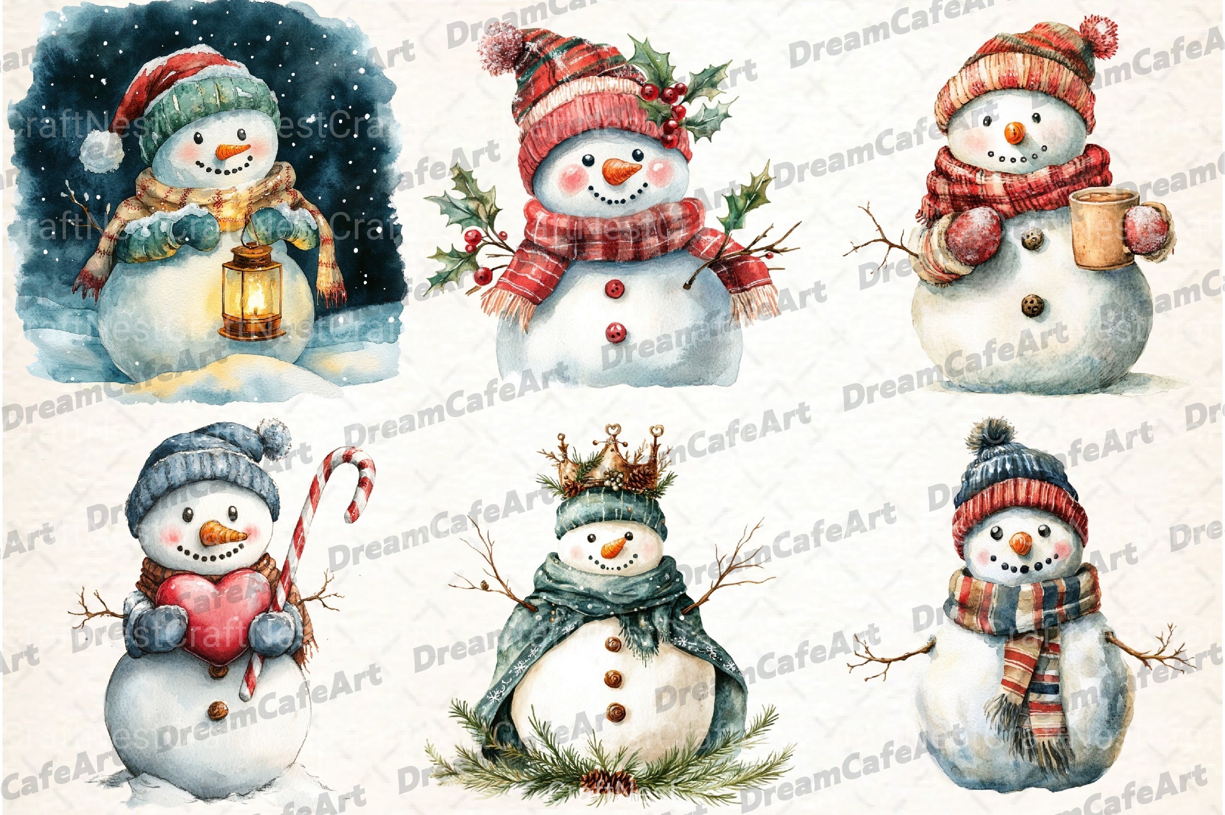 Cute Snowman Christmas Clipart Bundle 23 - CraftNest - Digital Crafting and Art