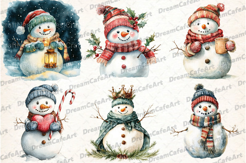 Cute Snowman Christmas Clipart Bundle 23 - CraftNest - Digital Crafting and Art