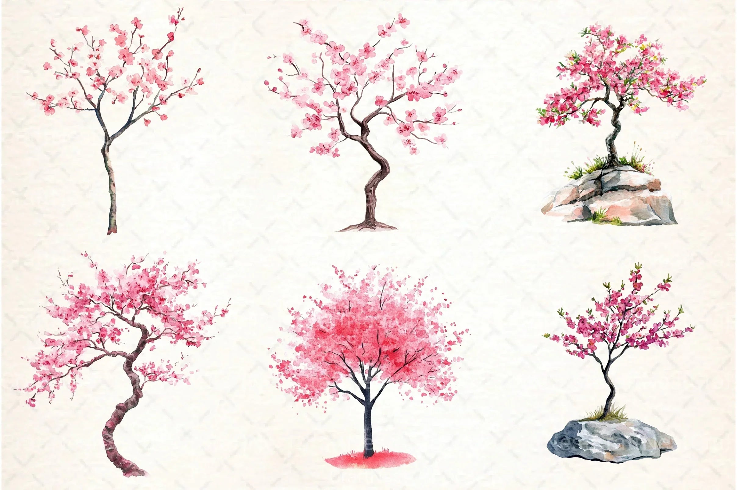 Japanese Cherry Blossom Tree Clipart Bundle - CraftNest - Digital Crafting and Art