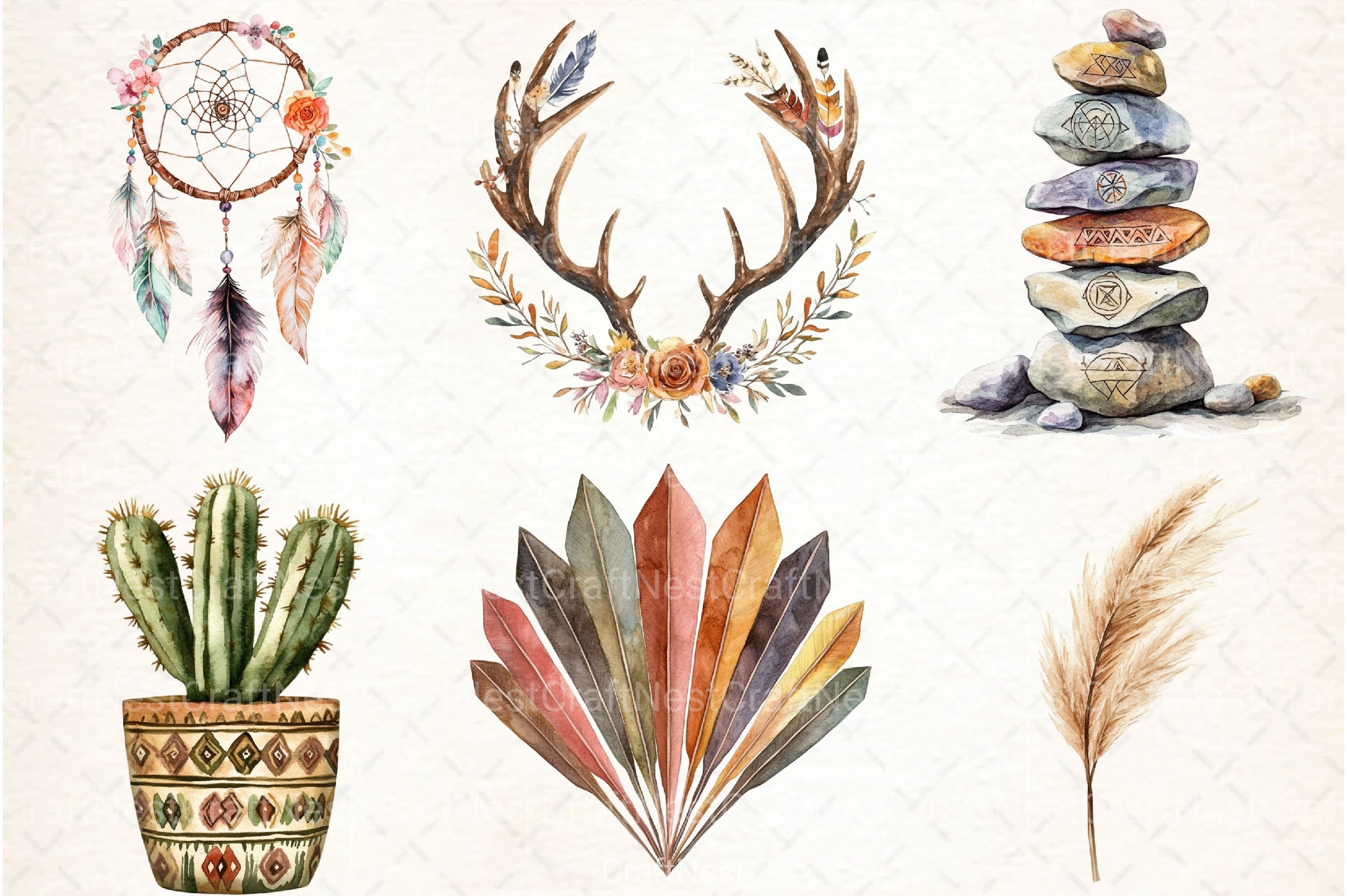 Boho Tribal Elements Clipart Bundle - CraftNest - Digital Crafting and Art