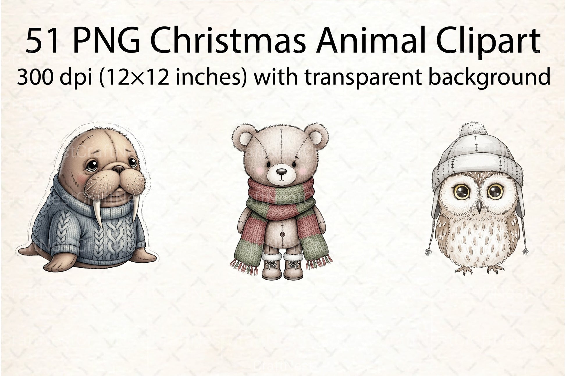 Christmas Animal Clipart Bundle 1 - CraftNest - Digital Crafting and Art