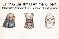 Christmas Animal Clipart Bundle 1 - CraftNest - Digital Crafting and Art