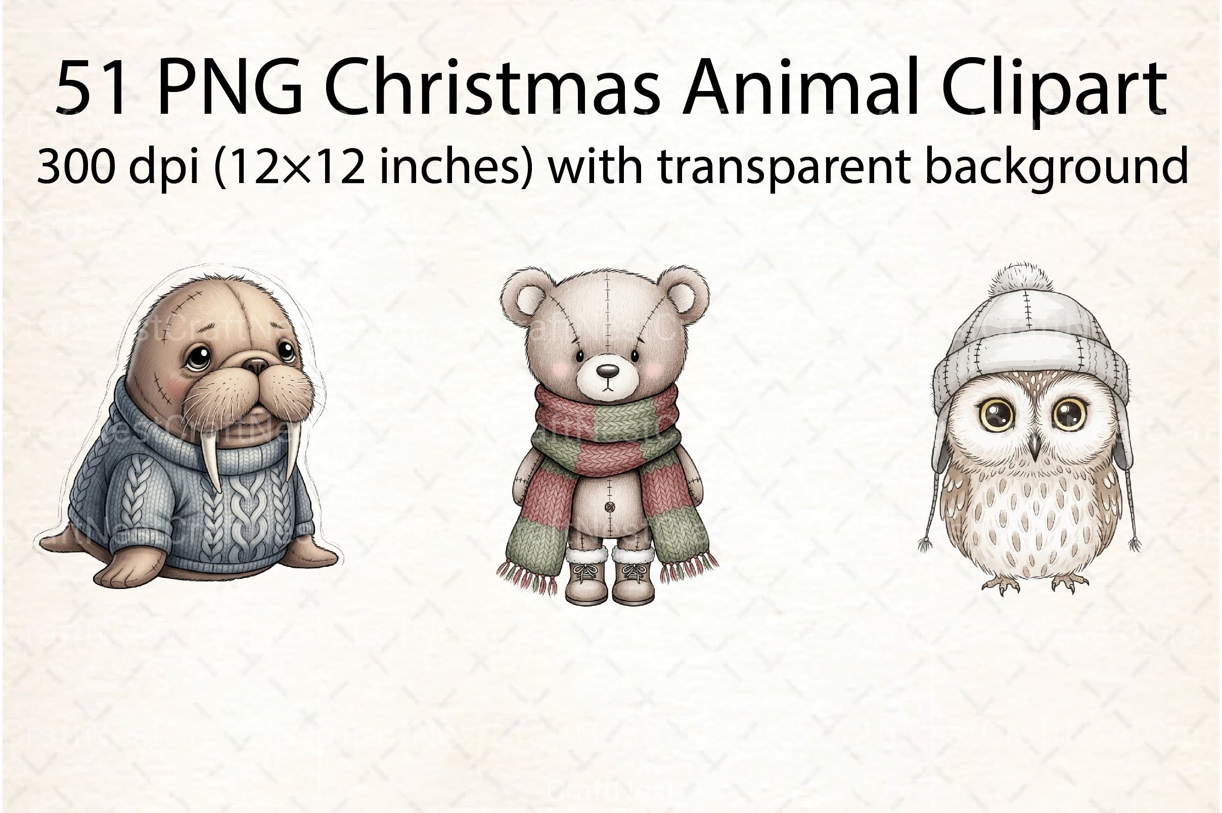 Christmas Animal Clipart Bundle 1 - CraftNest - Digital Crafting and Art