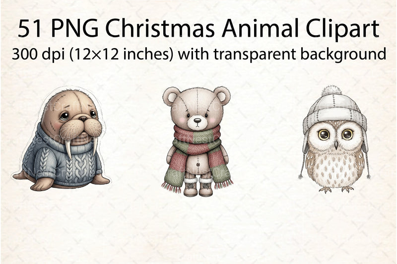 Christmas Animal Clipart Bundle 1 - CraftNest - Digital Crafting and Art