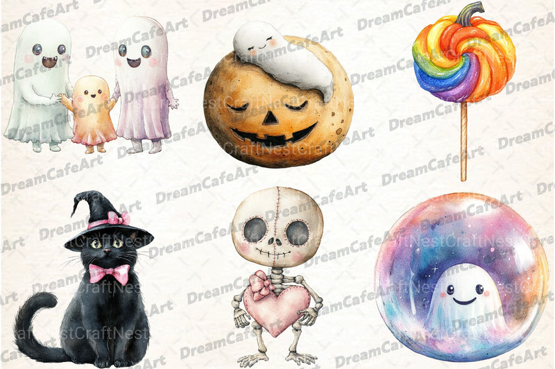 Hand Drawn Cute Halloween Clipart Bundle - CraftNest - Digital Crafting and Art