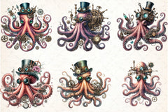 Steampunk Octopus Clipart Bundle - CraftNest - Digital Crafting and Art