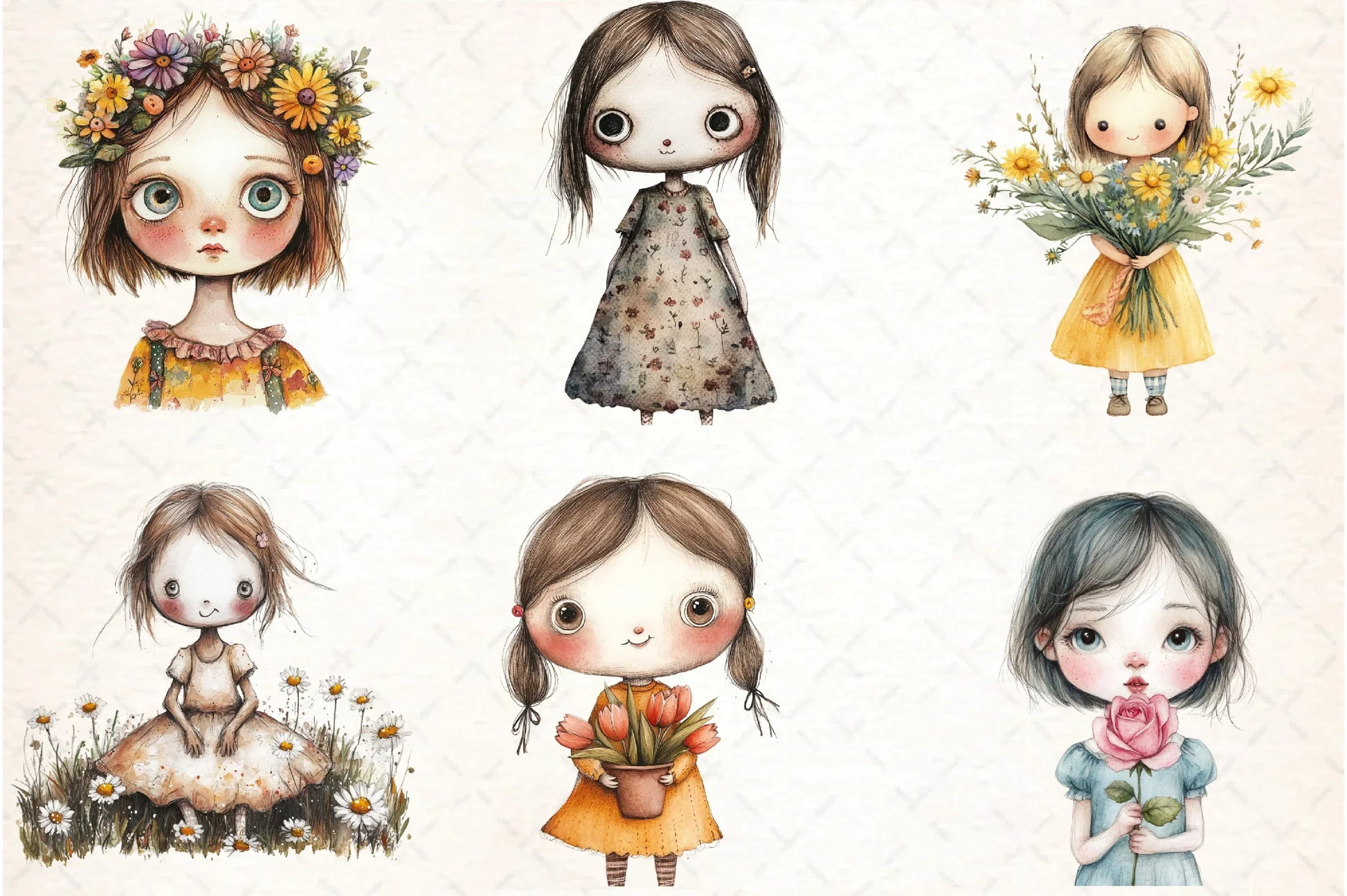 Flower Girls Clipart Bundle - CraftNest - Digital Crafting and Art
