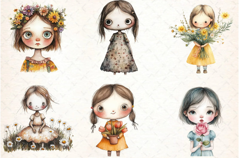 Flower Girls Clipart Bundle - CraftNest - Digital Crafting and Art
